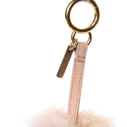 Fendi Fox Fur Vitello Elite Bi-Color Pom Pom Bag Charm Rosa Cammello Cipria 5 of 7