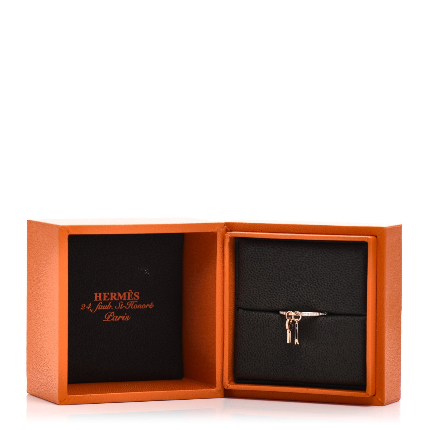 Hermes 18K Rose Gold Diamond Kelly Clochette Ring 51 5.75 5 of 5