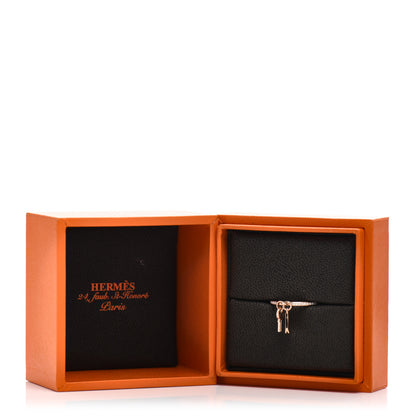 Hermes 18K Rose Gold Diamond Kelly Clochette Ring 51 5.75 5 of 5