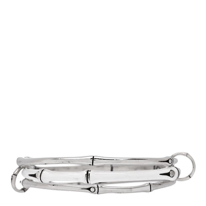 John Hardy Sterling Silver Enamel Bamboo Bangle Bracelet Set of 3 White 2 of 4