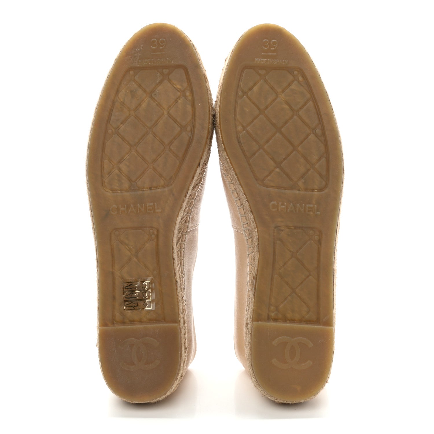 Chanel Lambskin CC Espadrilles 39 Beige Black 5 of 11