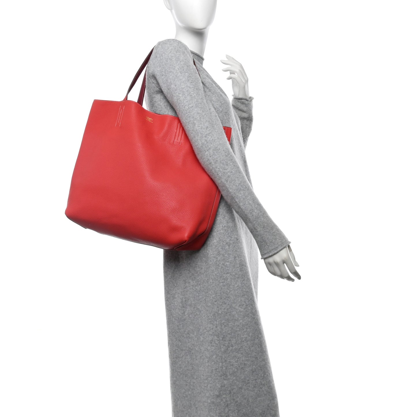 Taurillon Clemence Double Sens 36 Reversible Tote Rubis Bougainvillea