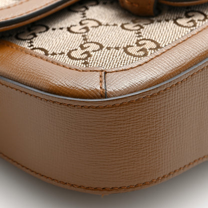 Gucci Monogram Small Horsebit 1955 Asymmetric Shoulder Bag Beige Brown Sugar 9 of 10