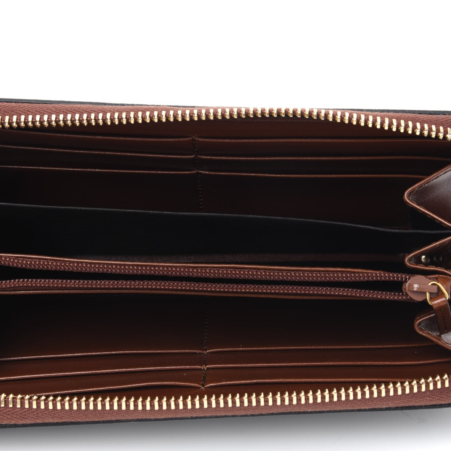 Gucci GG Supreme Monogram Cuoio Toscano Zip Around Wallet Beige Ebony Cuir 4 of 4