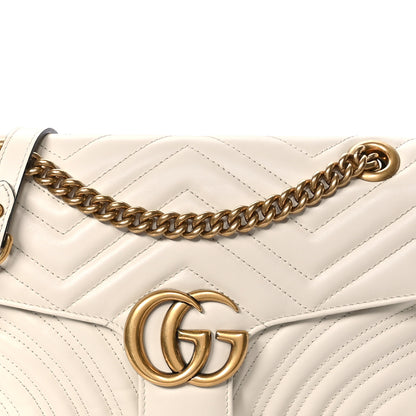 Gucci Calfskin Matelasse Small GG Marmont Shoulder Bag White 8 of 11