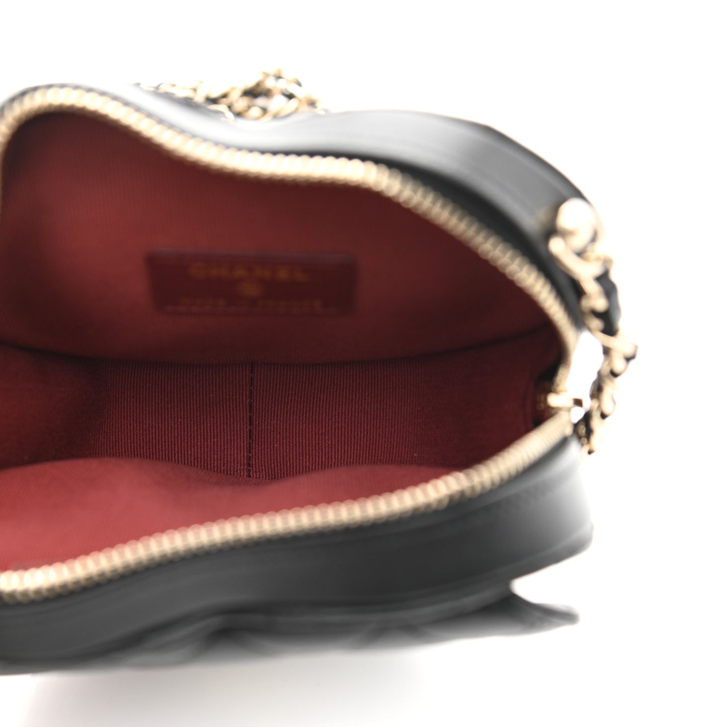 Lambskin Quilted CC In Love Heart Clutch With Chain Black