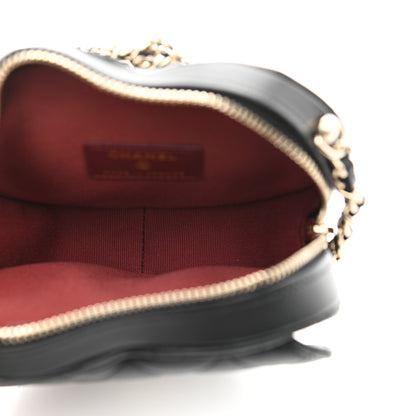Chanel Lambskin Quilted CC In Love Heart Clutch With Chain Black 5 of 8