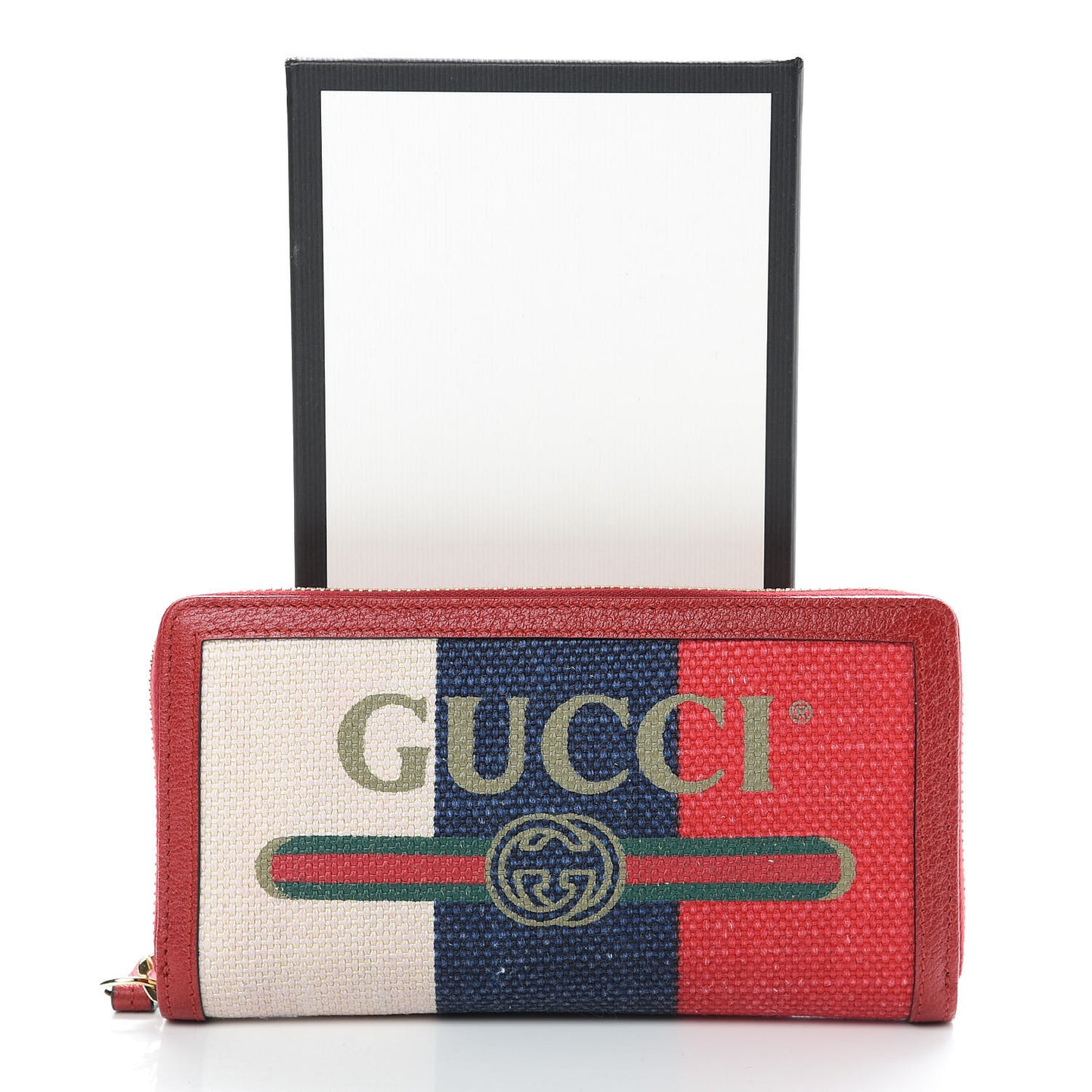 Canvas Sylvie Stripe Logo Zip Around Wallet Mystic White Hibiscus Red Maritime