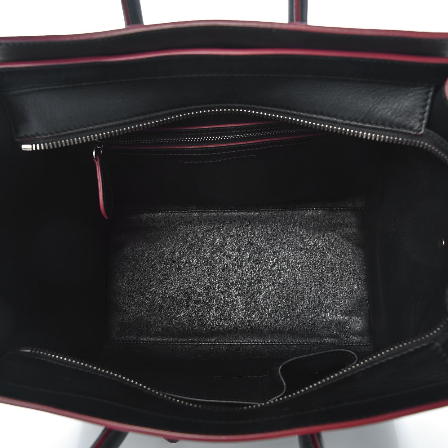 Smooth Calfskin Mini Luggage Black Pink Trim