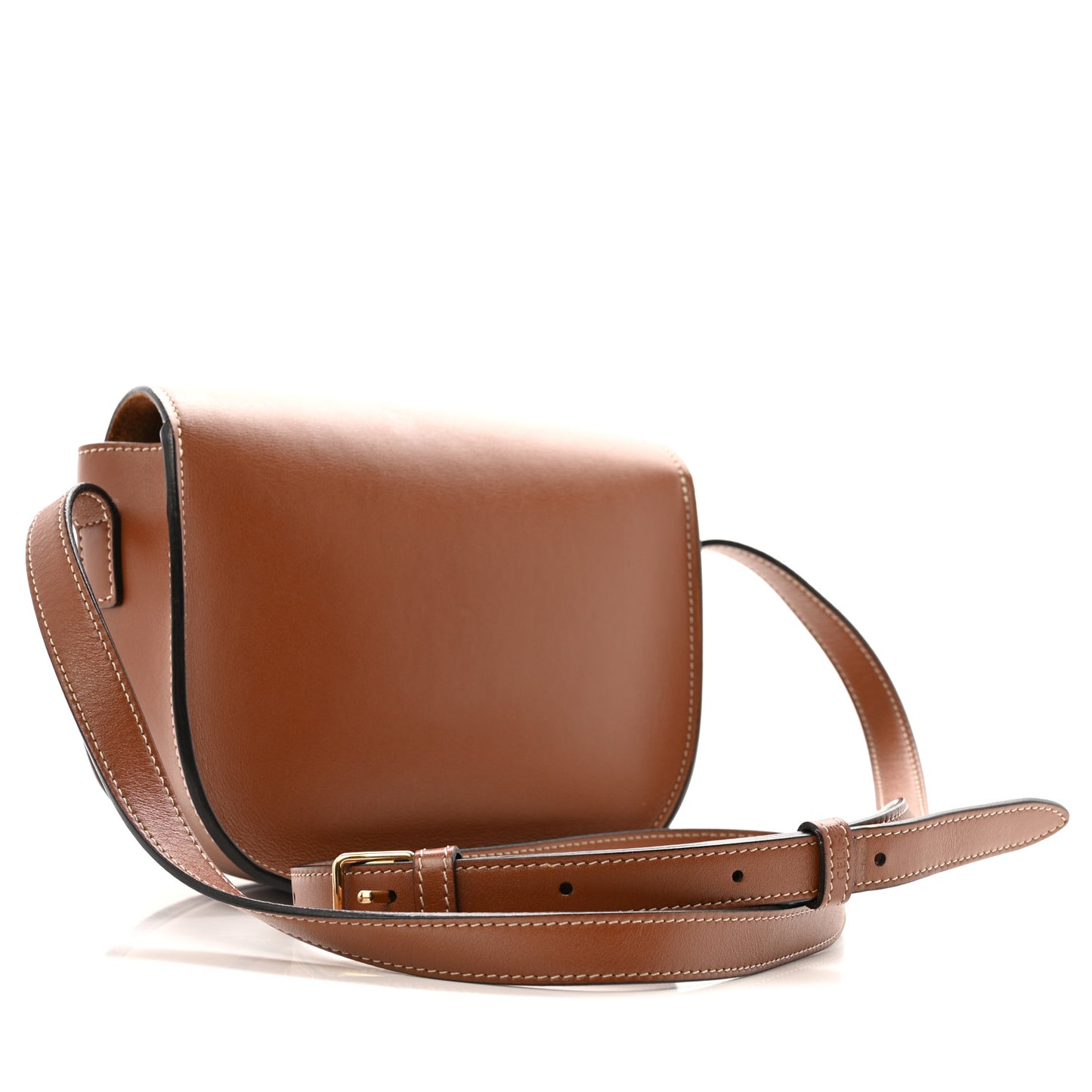 Smooth Calfskin Cuir Triomphe Folco Crossbody Bag Tan