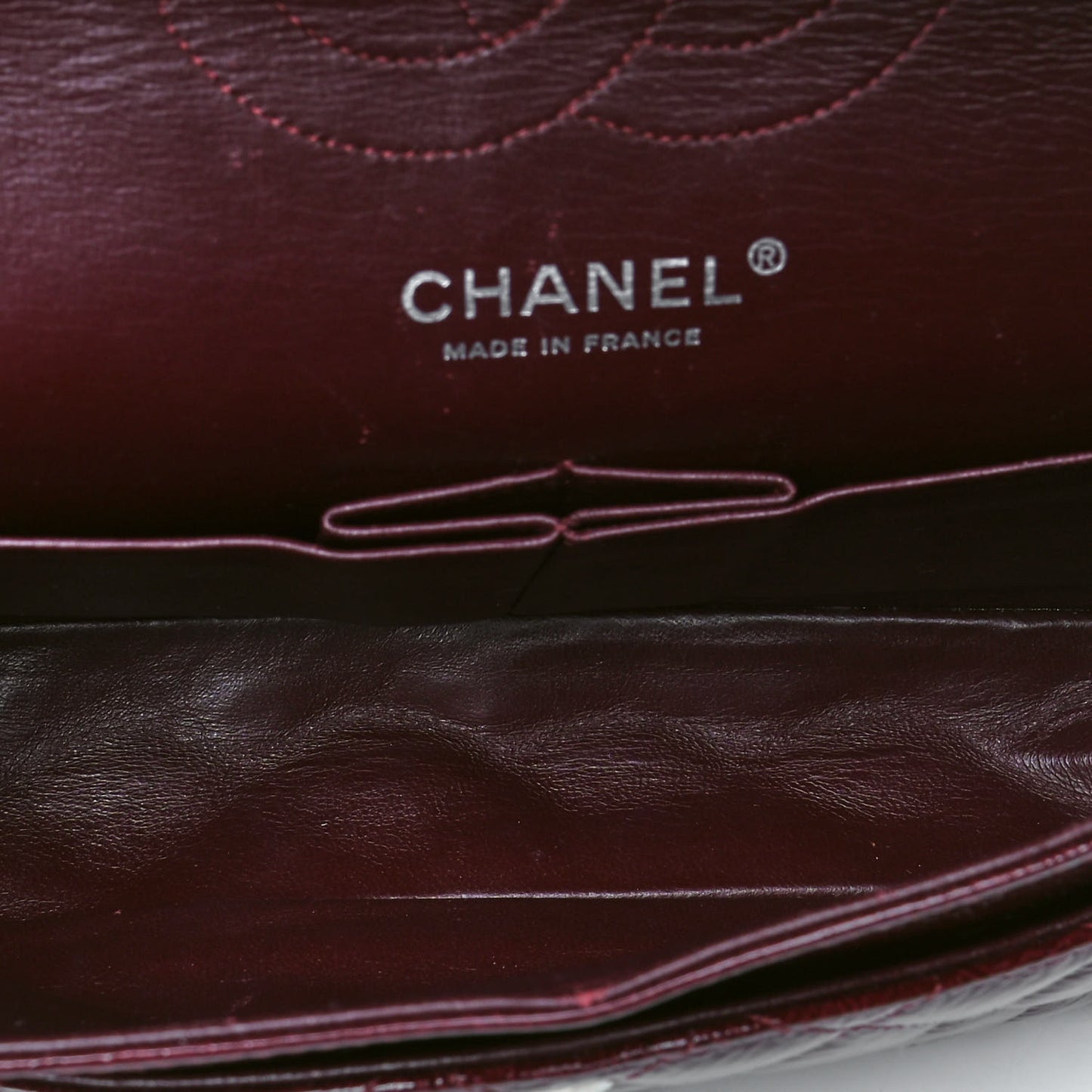 Crinkled Patent Quilted Medium Double Flap Dark Red