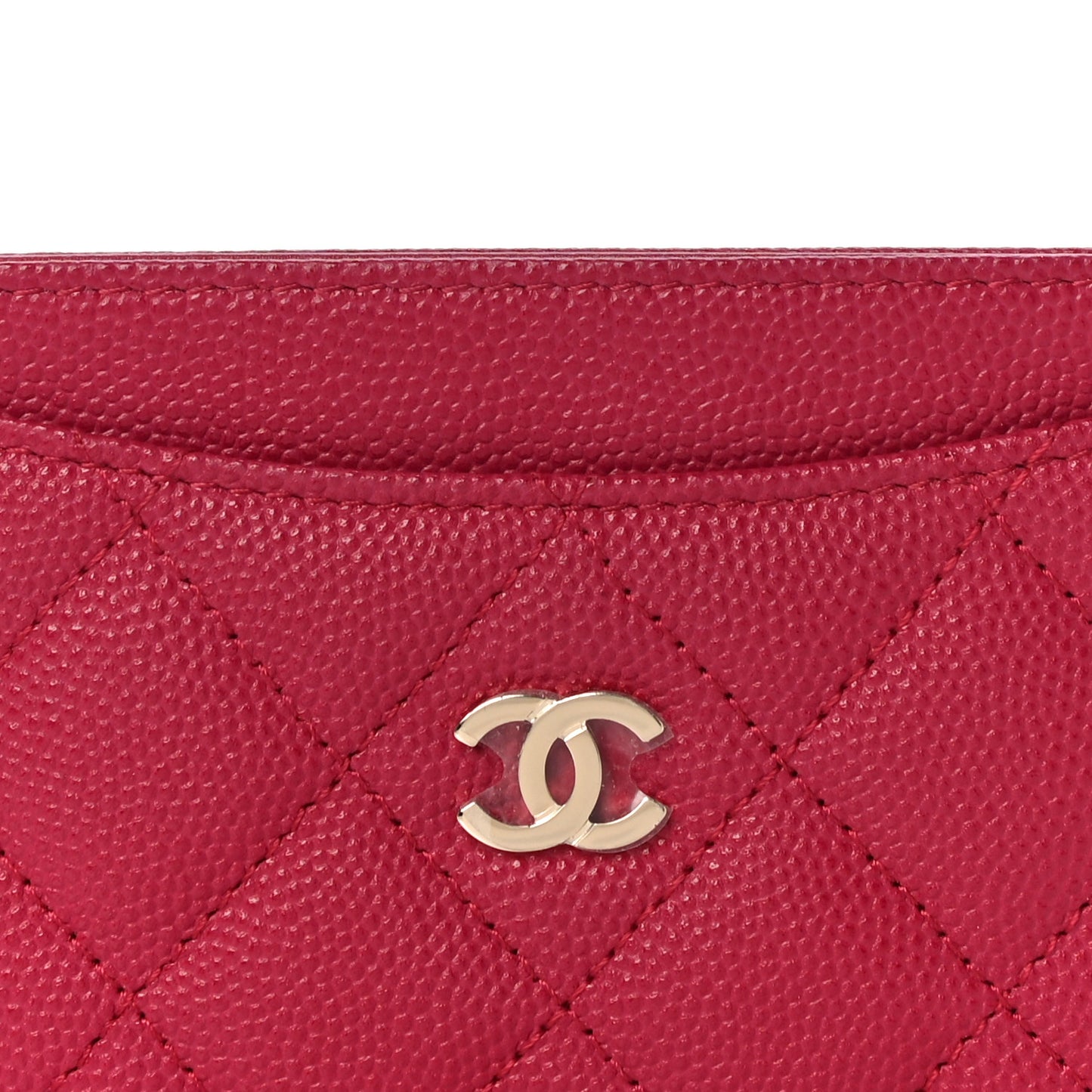 Caviar Quilted Card Holder Dark Pink