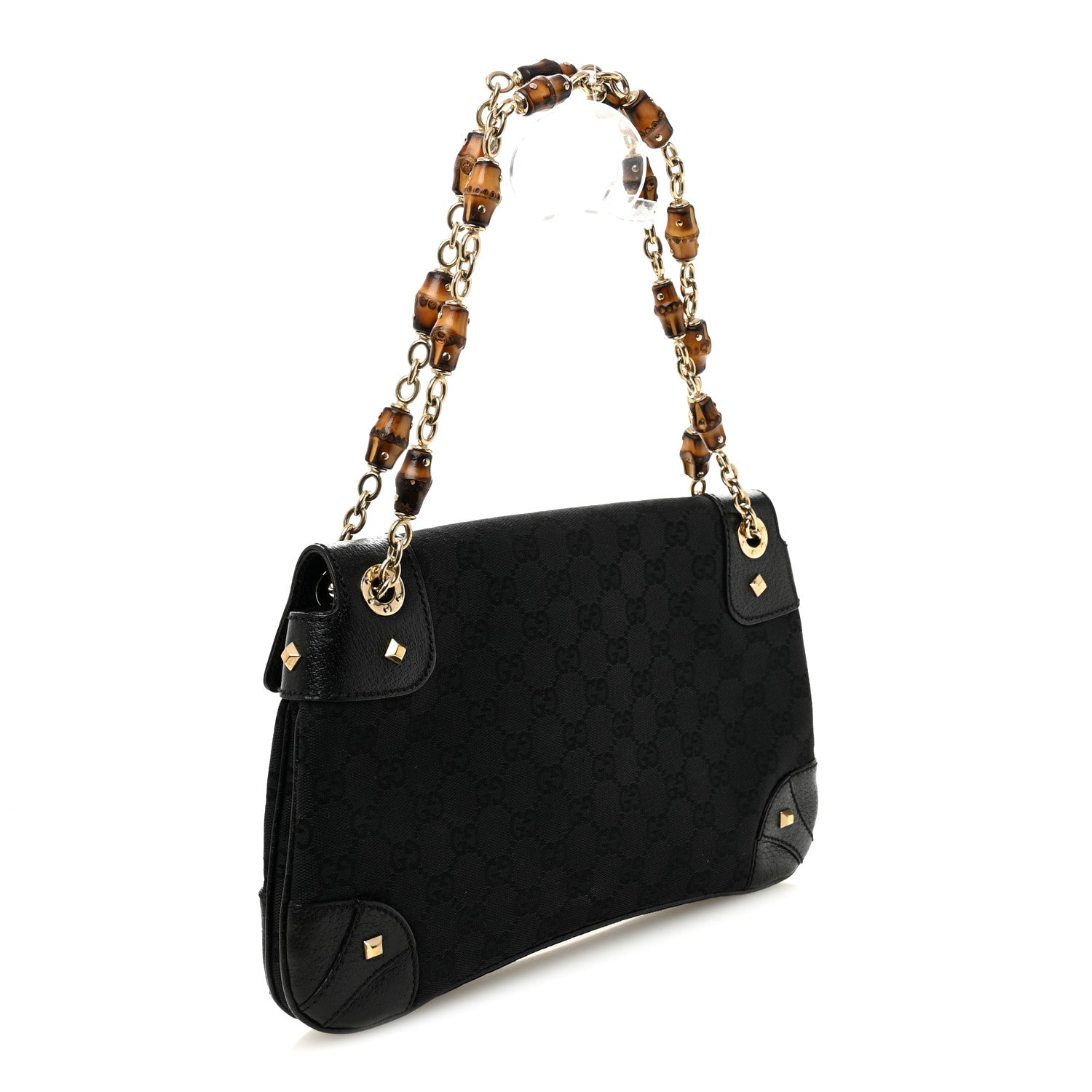 Gucci Monogram Bamboo Chain Bag Black 3 of 10