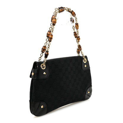 Gucci Monogram Bamboo Chain Bag Black 3 of 10