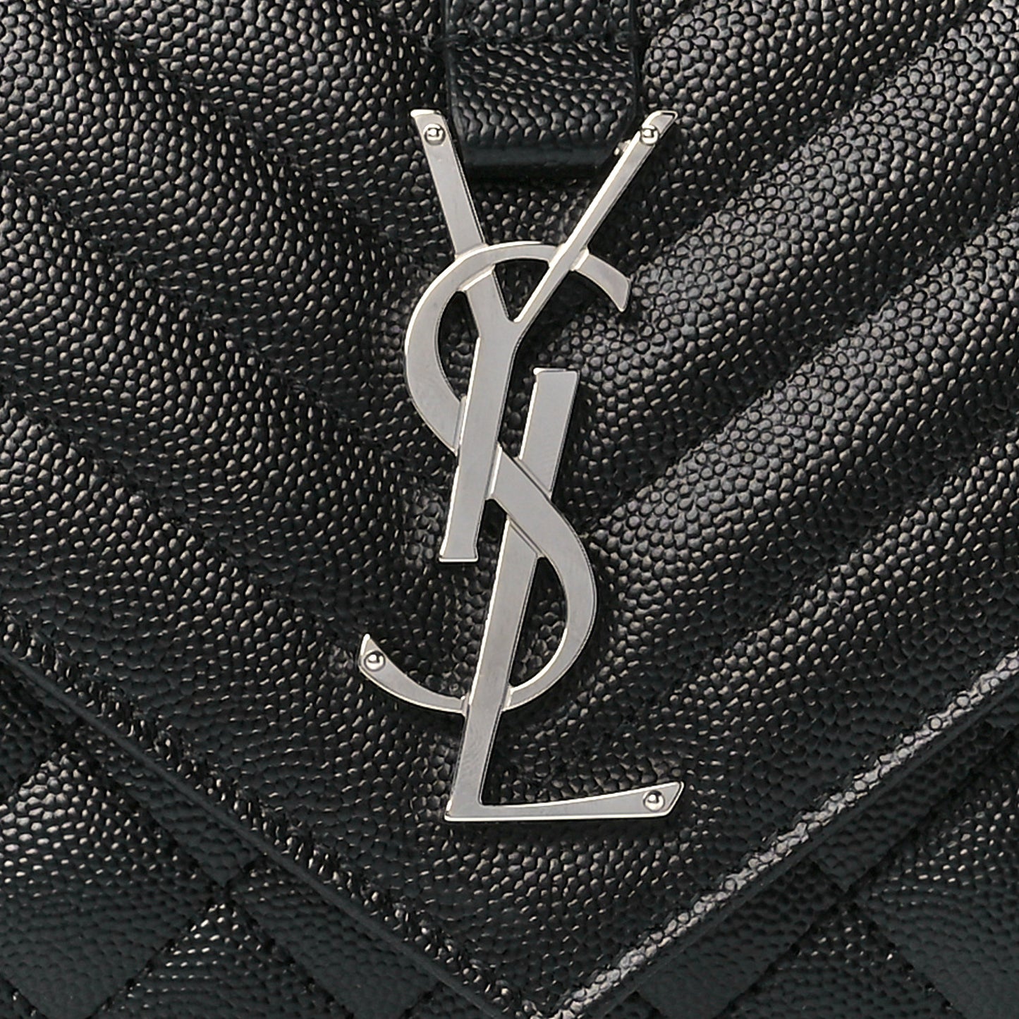 Grain De Poudre Textured Mixed Matelasse Triquilt Small Monogram Satchel Black