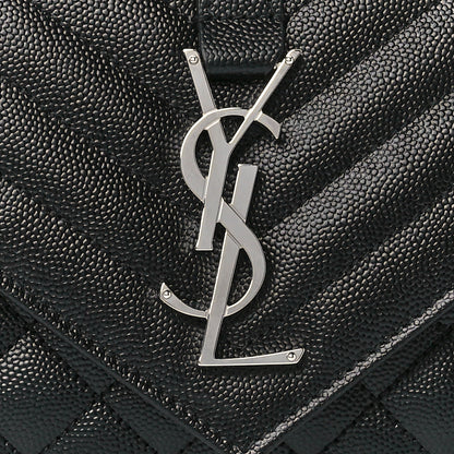 Saint Laurent Grain De Poudre Textured Mixed Matelasse Triquilt Small Monogram Satchel Black 9 of 12