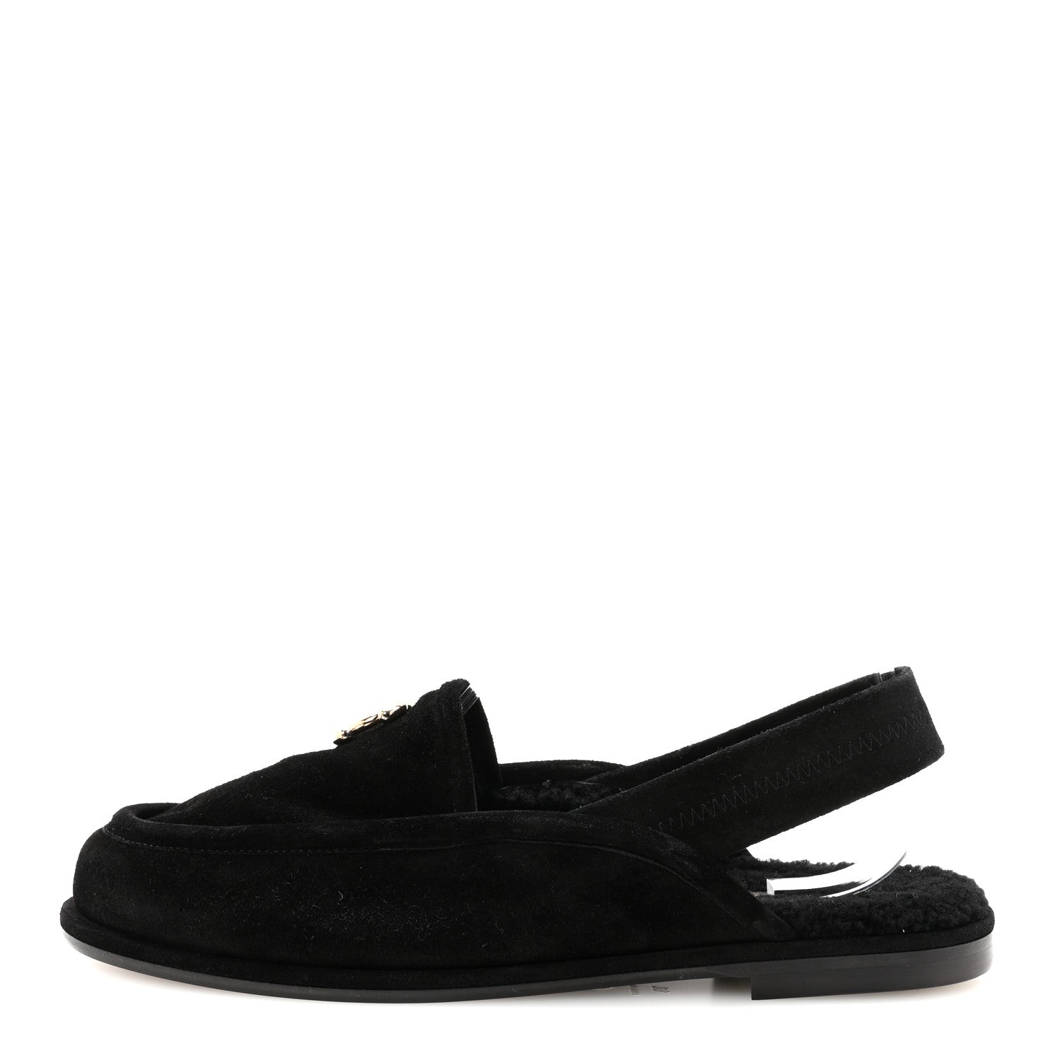 Chanel Suede Calfskin CC Slingback Loafers 39 Black 1 of 9