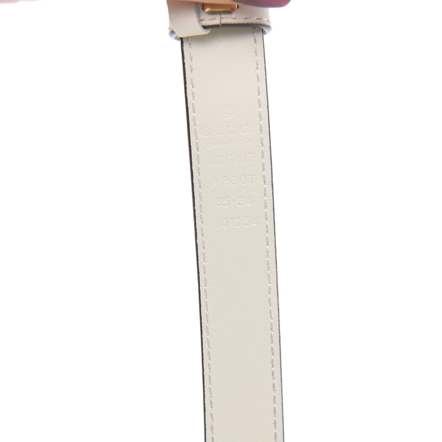 Gucci Calfskin Double G 20mm Belt 85 34 Mystic White 4 of 6