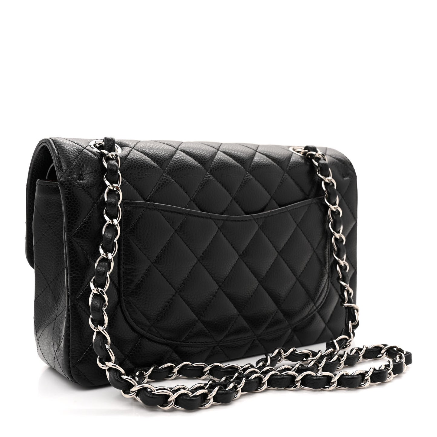 Caviar Quilted Small Double Flap Black
