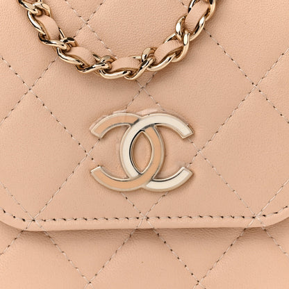 Chanel Lambskin Enamel Quilted Phone Holder With Chain Beige 10 of 12