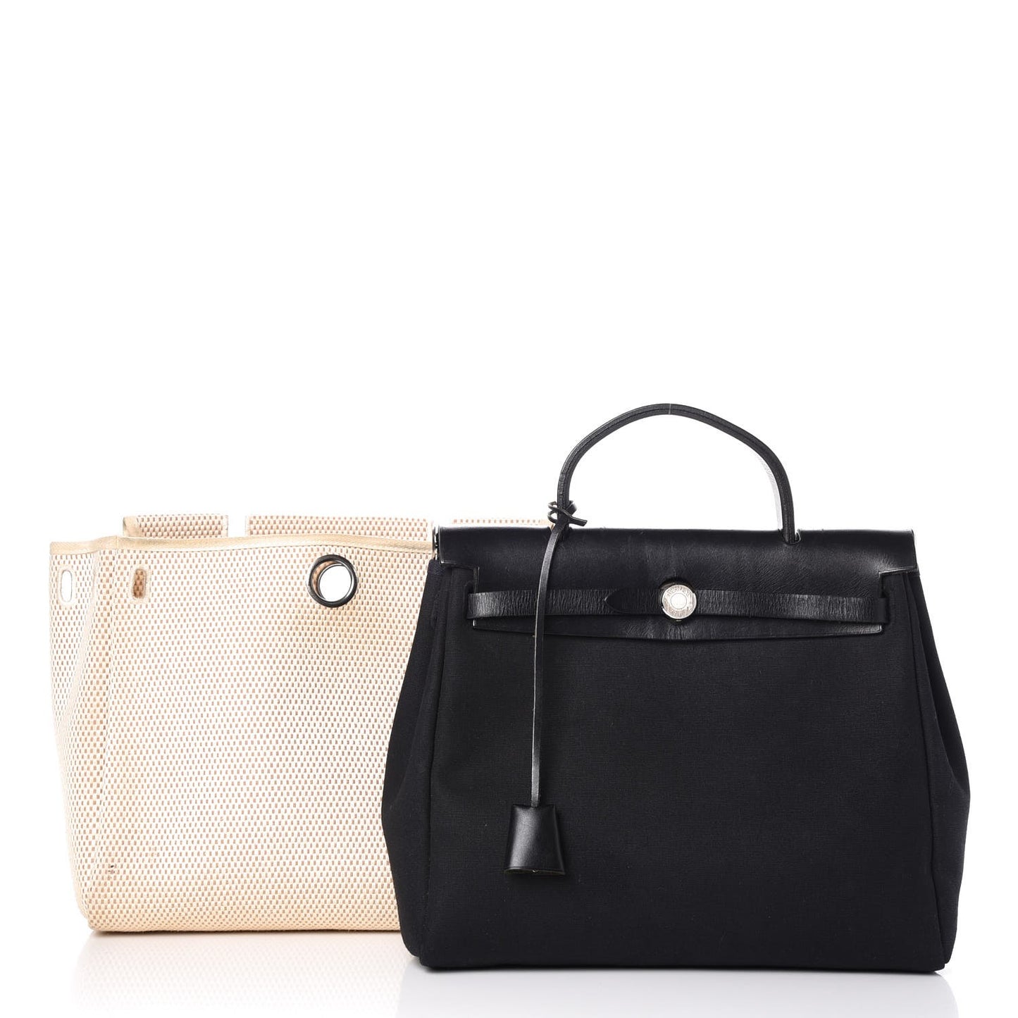 Toile Vache Calfskin Herbag 30 PM Natural Black