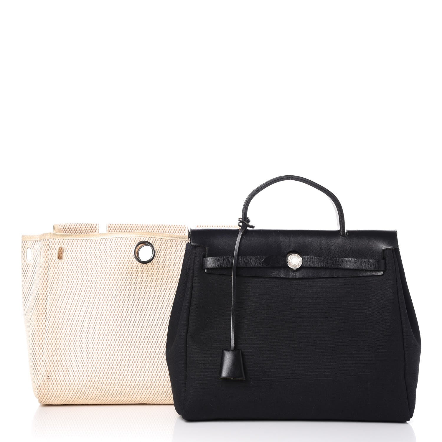 Hermes Toile Vache Calfskin Herbag 30 PM Natural Black 3 of 10
