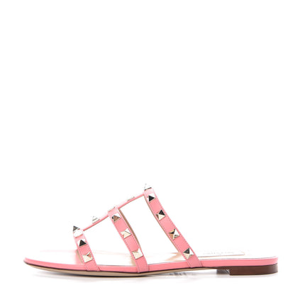 Valentino Garavani Nappa Rockstud Caged Flat Slide Sandals 37 Paradise Rose 1 of 9