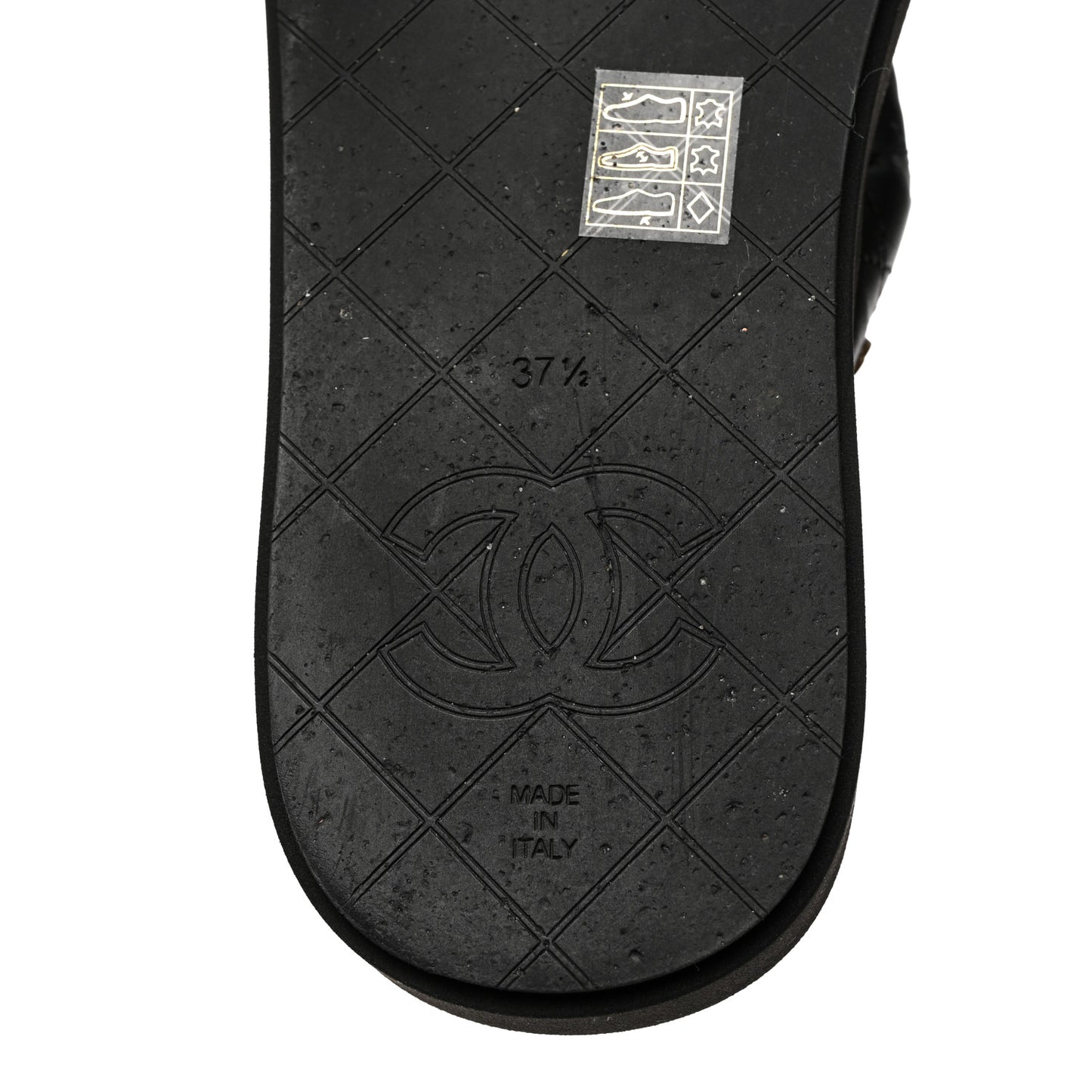 Lambskin Quilted Padded Charms Thong Sandals 37.5 Black