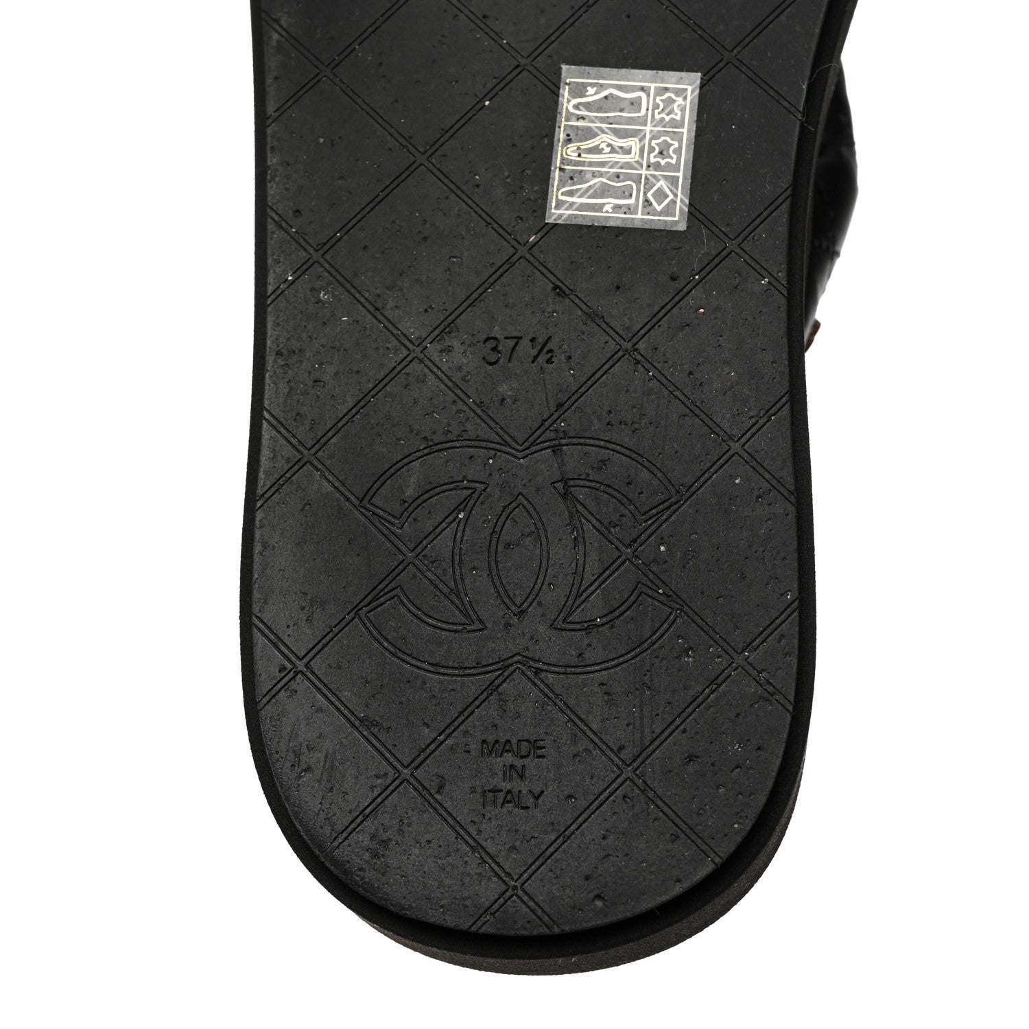 Chanel Lambskin Quilted Padded Charms Thong Sandals 37.5 Black 7 of 8