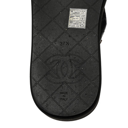 Chanel Lambskin Quilted Padded Charms Thong Sandals 37.5 Black 7 of 8