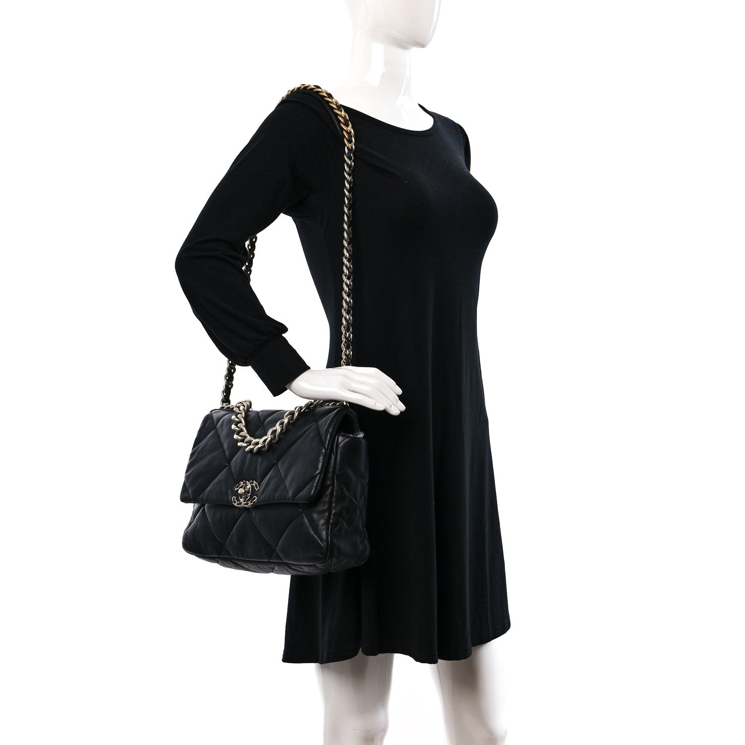 Chanel Lambskin Quilted Large Chanel 19 Flap Black 2 of 10