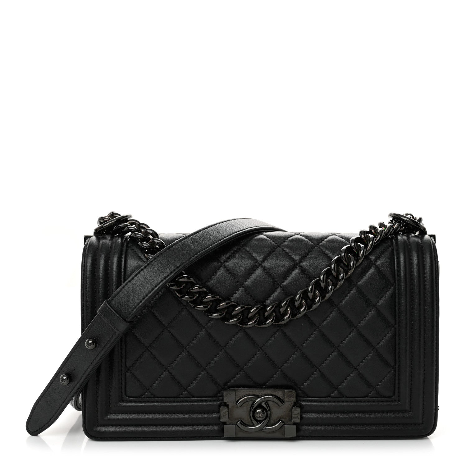 Chanel Calfskin Quilted Medium Boy Flap So Black 1 of 12