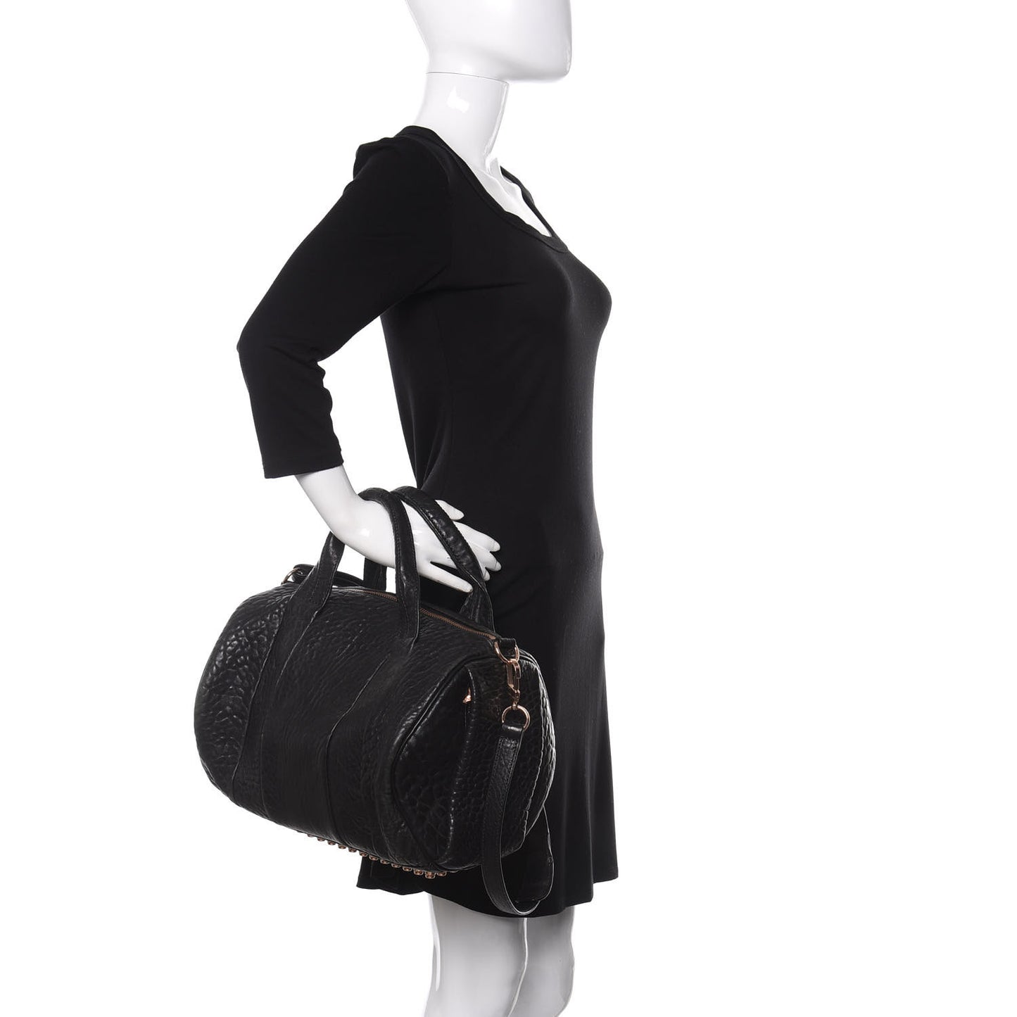 Pebbled Lambskin Rocco Black Rose Gold Hardware