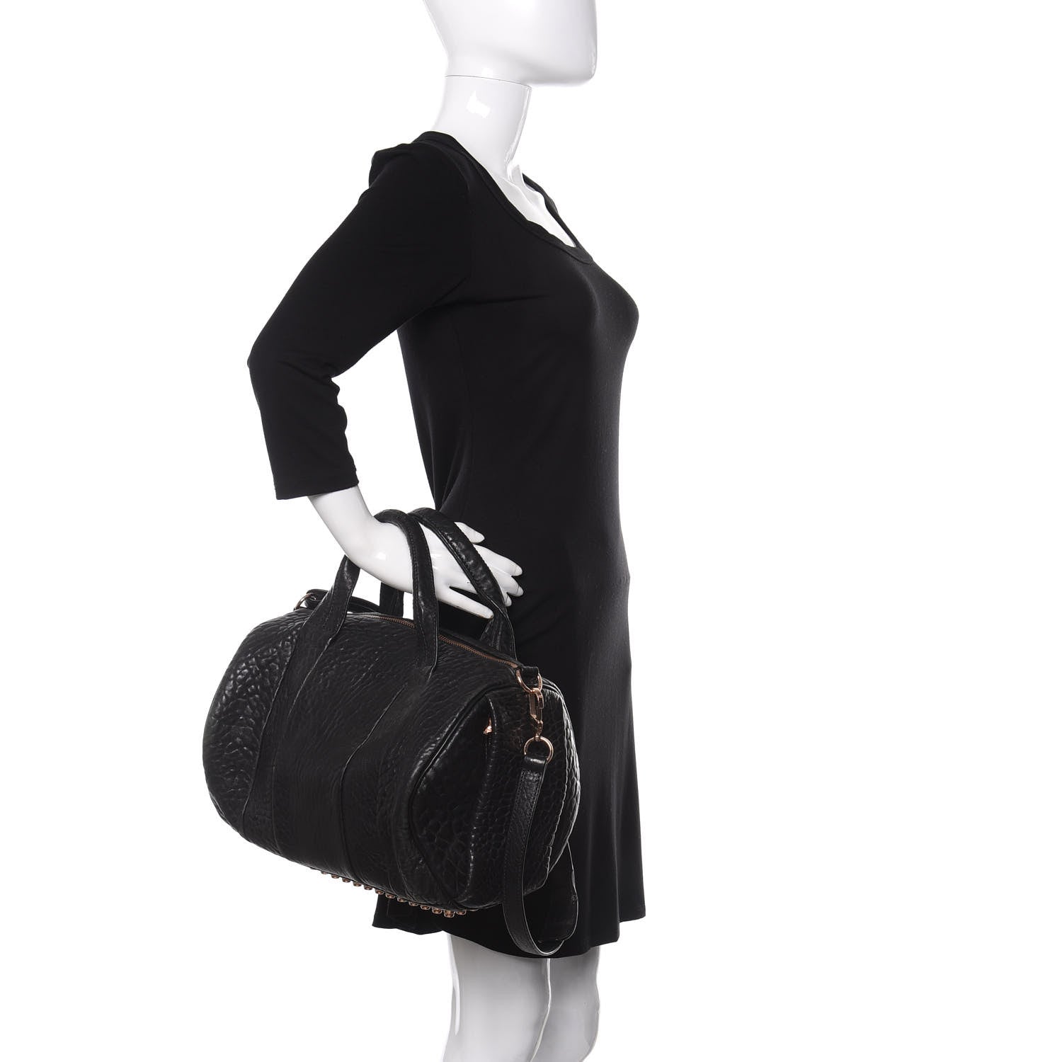Alexander Wang Pebbled Lambskin Rocco Black Rose Gold Hardware 3 of 10
