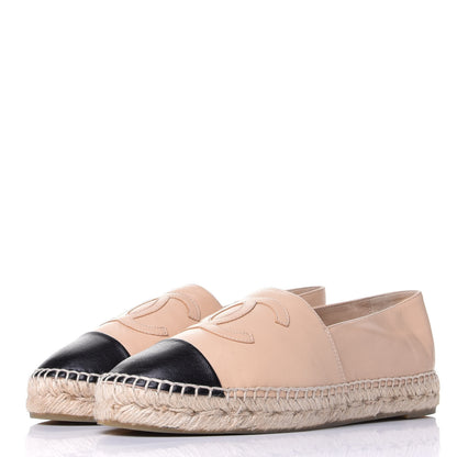 Chanel Lambskin CC Espadrilles 38 Beige Black 3 of 11