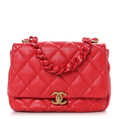 Chanel Lambskin Quilted Small Lacquered Chain Flap Red 1 of 10