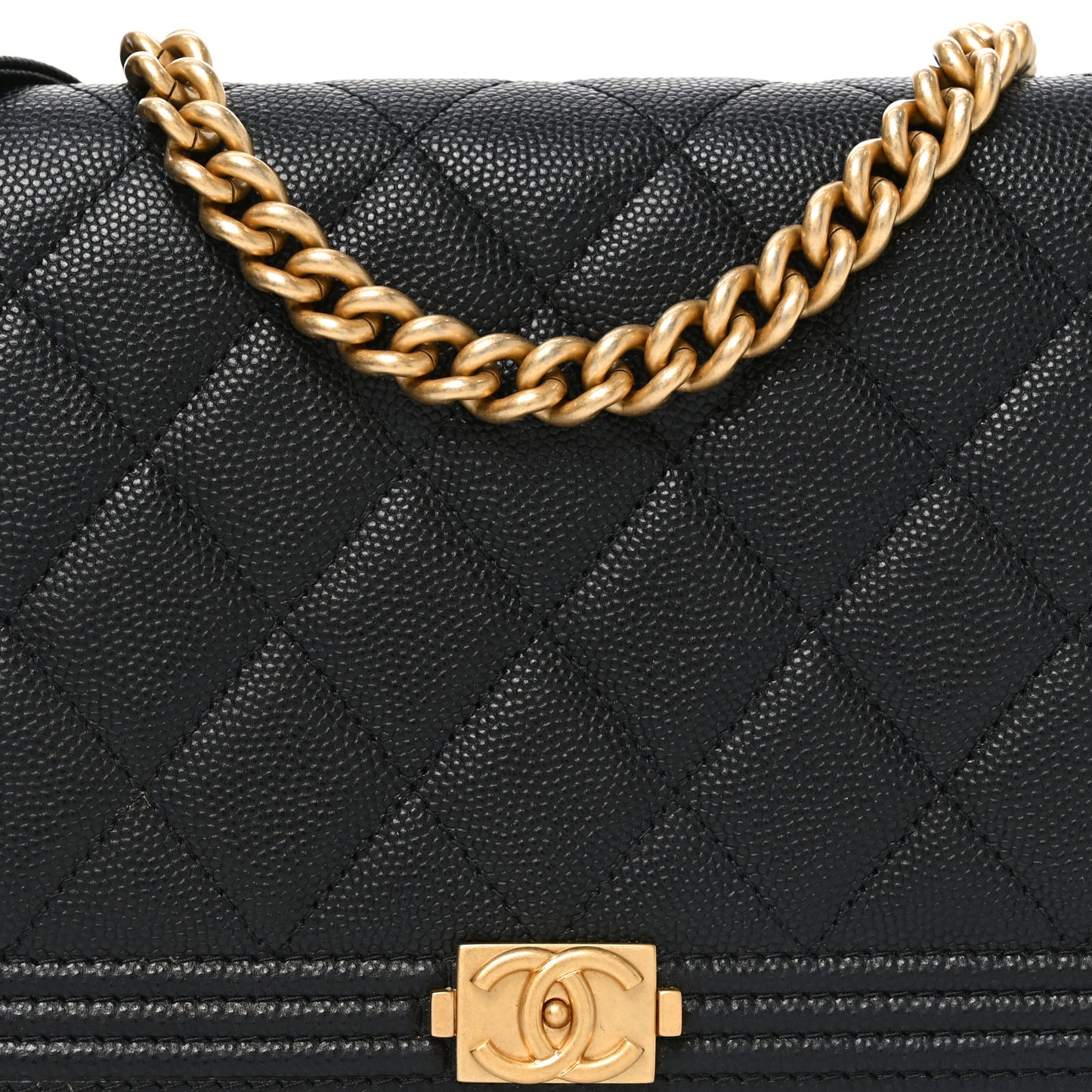 Caviar Quilted Boy Wallet On Chain WOC Black