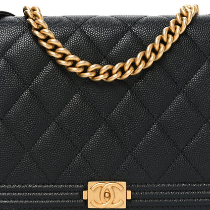 Chanel Caviar Quilted Boy Wallet On Chain WOC Black 9 of 12