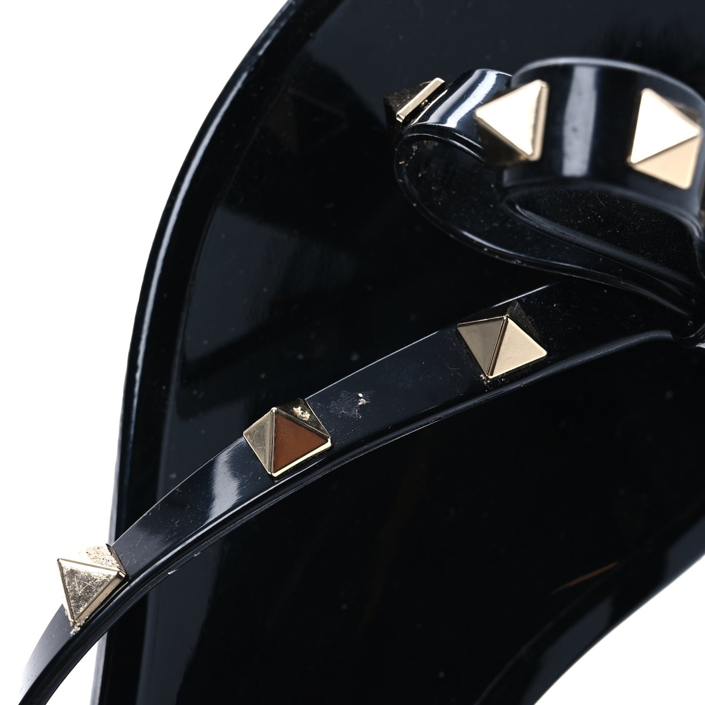 PVC Jelly Rockstud Bow Thong Sandals 38 Black