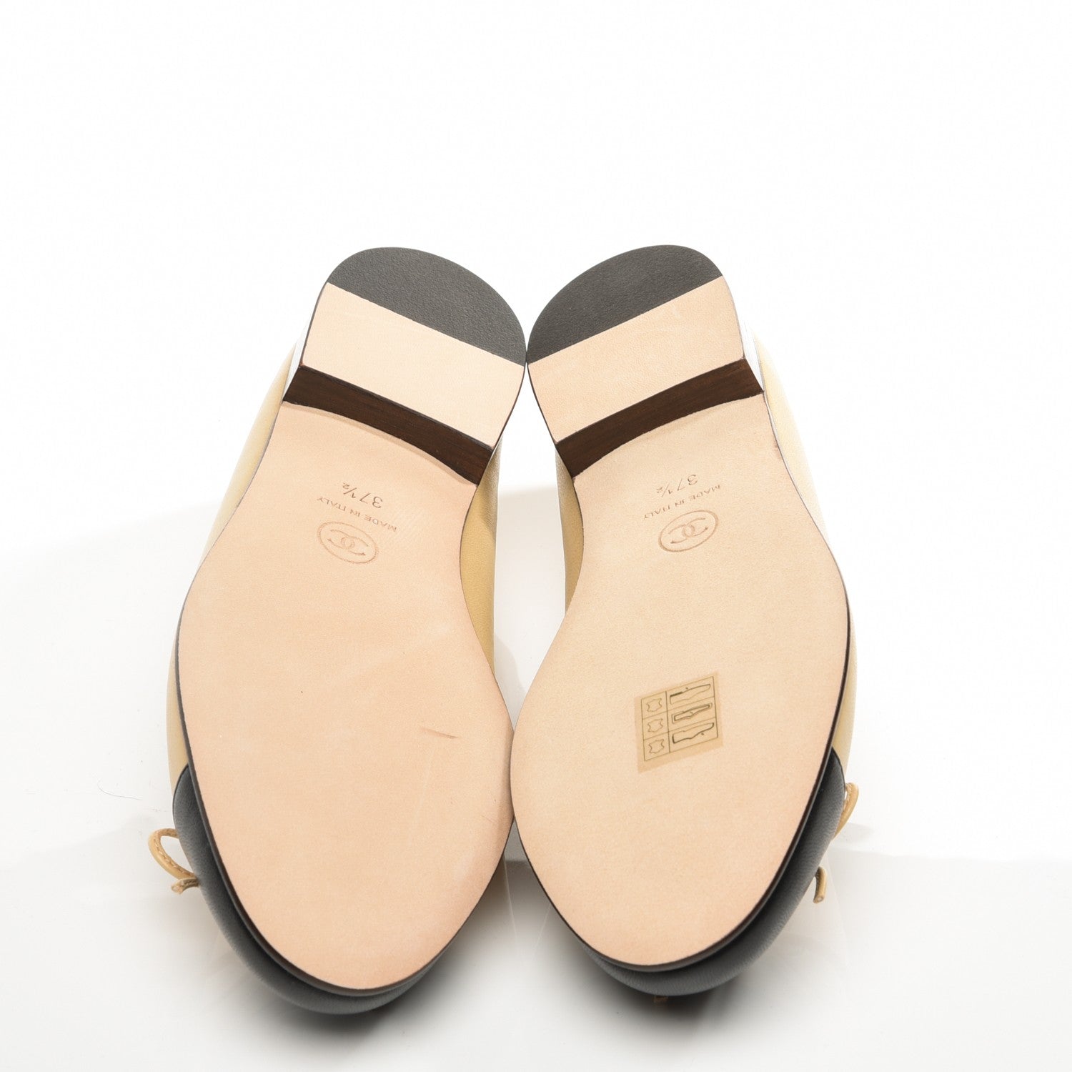 Chanel Lambskin Cap Toe Ballerina Flats 37.5 Beige Black 5 of 9
