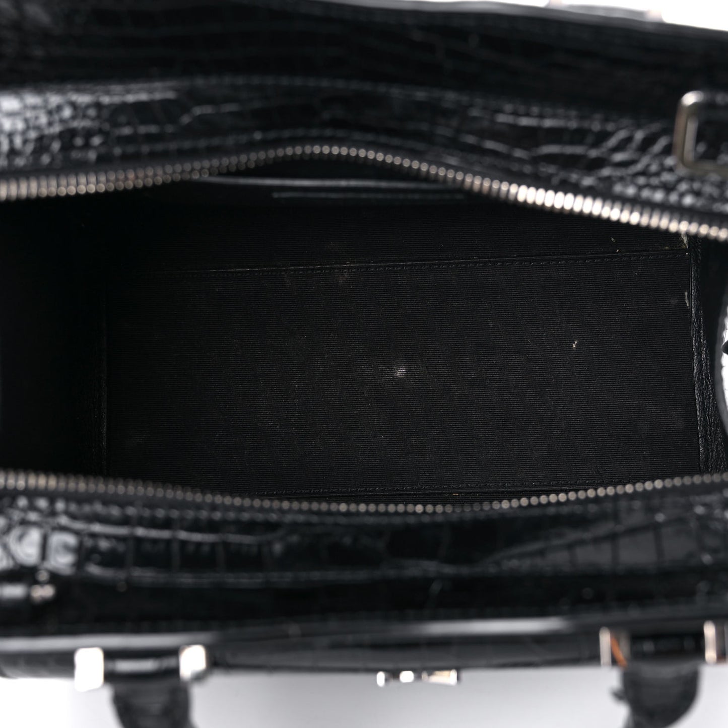 Calfskin Crocodile Embossed Small Uptown Tote Black
