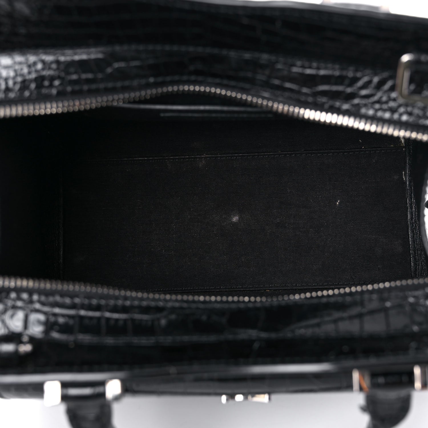 Saint Laurent Calfskin Crocodile Embossed Small Uptown Tote Black 5 of 23