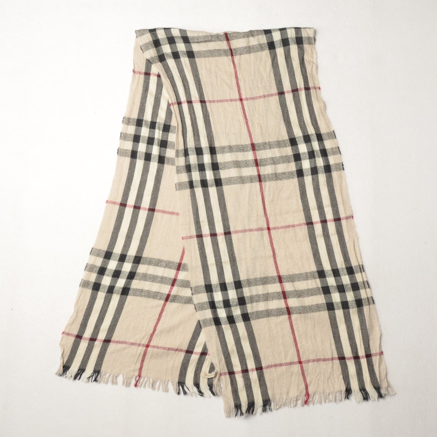 Merino Wool Cashmere Check Lightweight Scarf