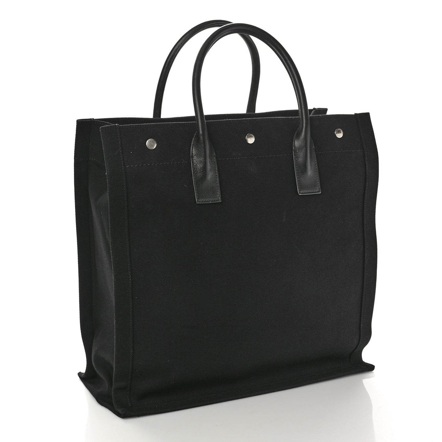 Linen Calfskin Rive Gauche North South Tote Black