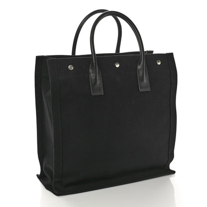 Saint Laurent Linen Calfskin Rive Gauche North South Tote Black 3 of 14