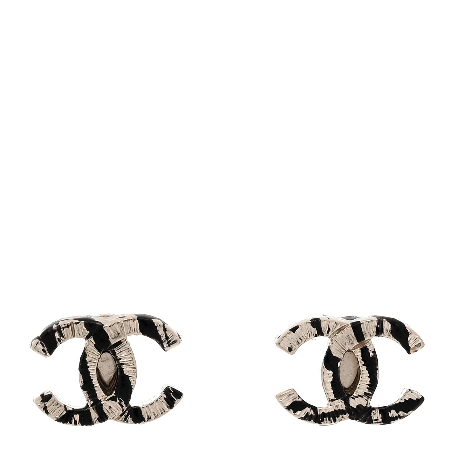 Metal CC Jackson Pollock Splattered Paint Earrings Black Gold