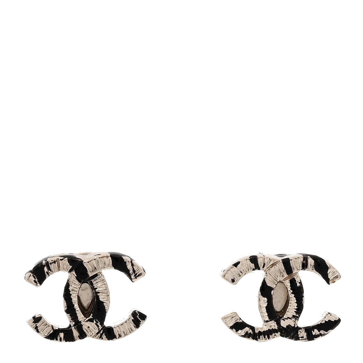 Chanel Metal CC Jackson Pollock Splattered Paint Earrings Black Gold 1 of 5
