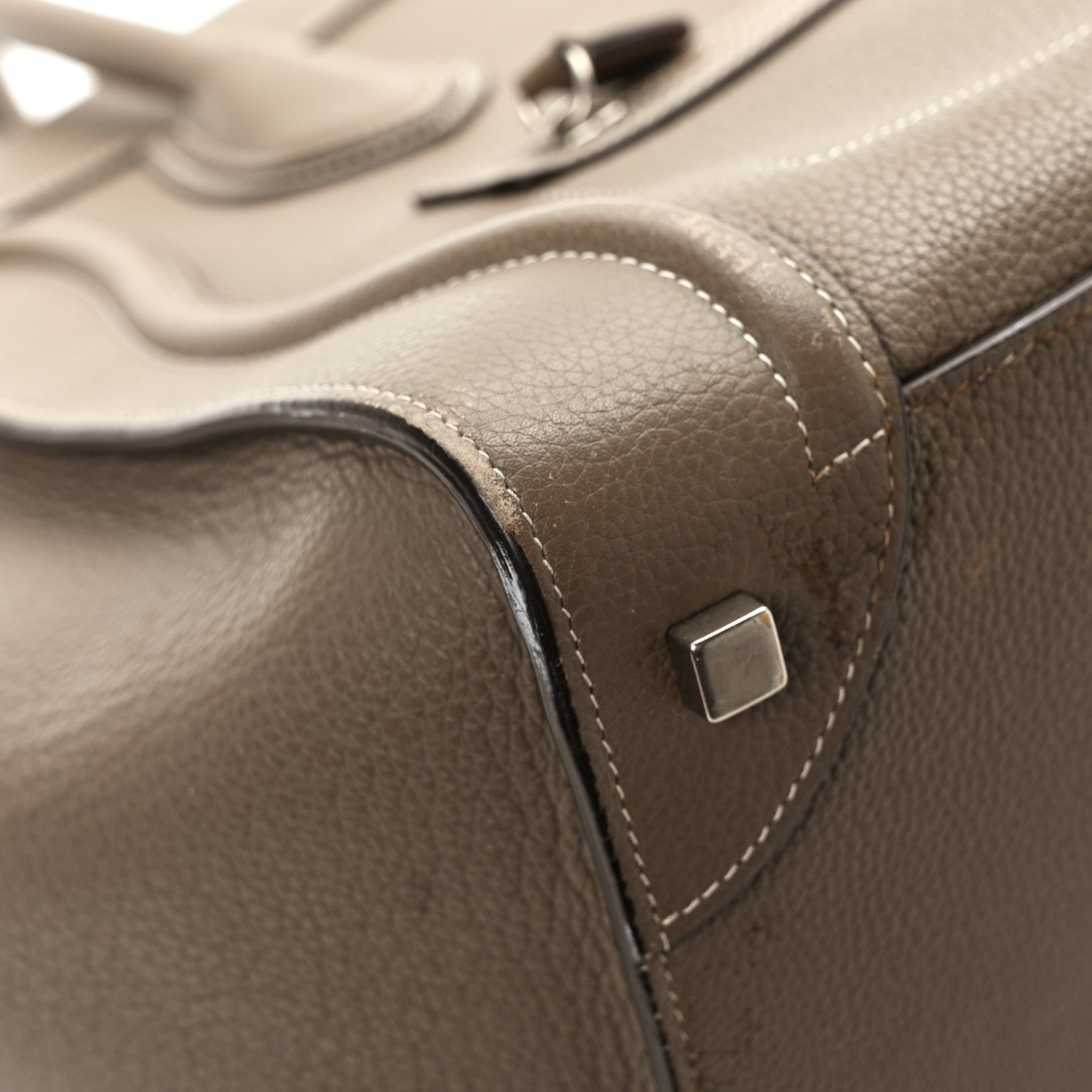Celine Drummed Calfskin Mini Luggage Souris 9 of 10