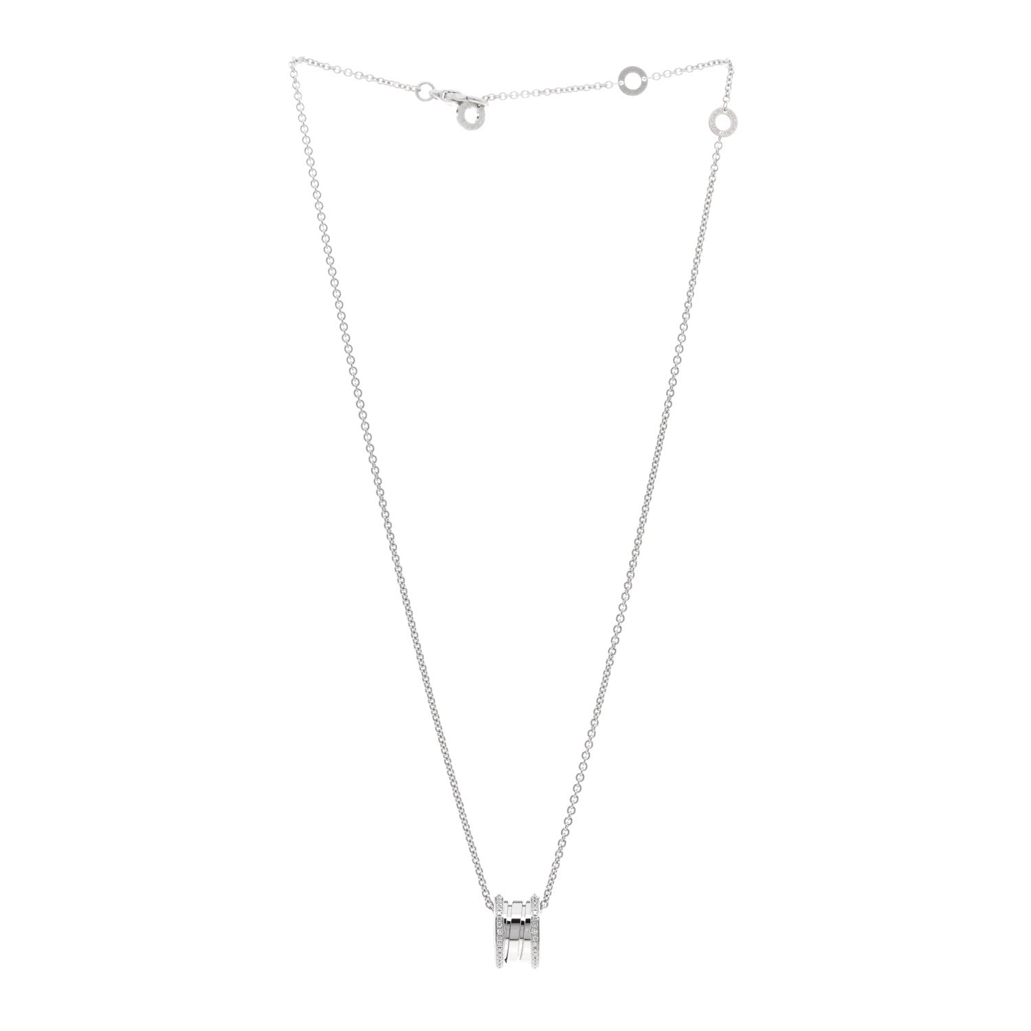 Bulgari 18K White Gold Diamond B.Zero1 Pendant Necklace 3 of 4