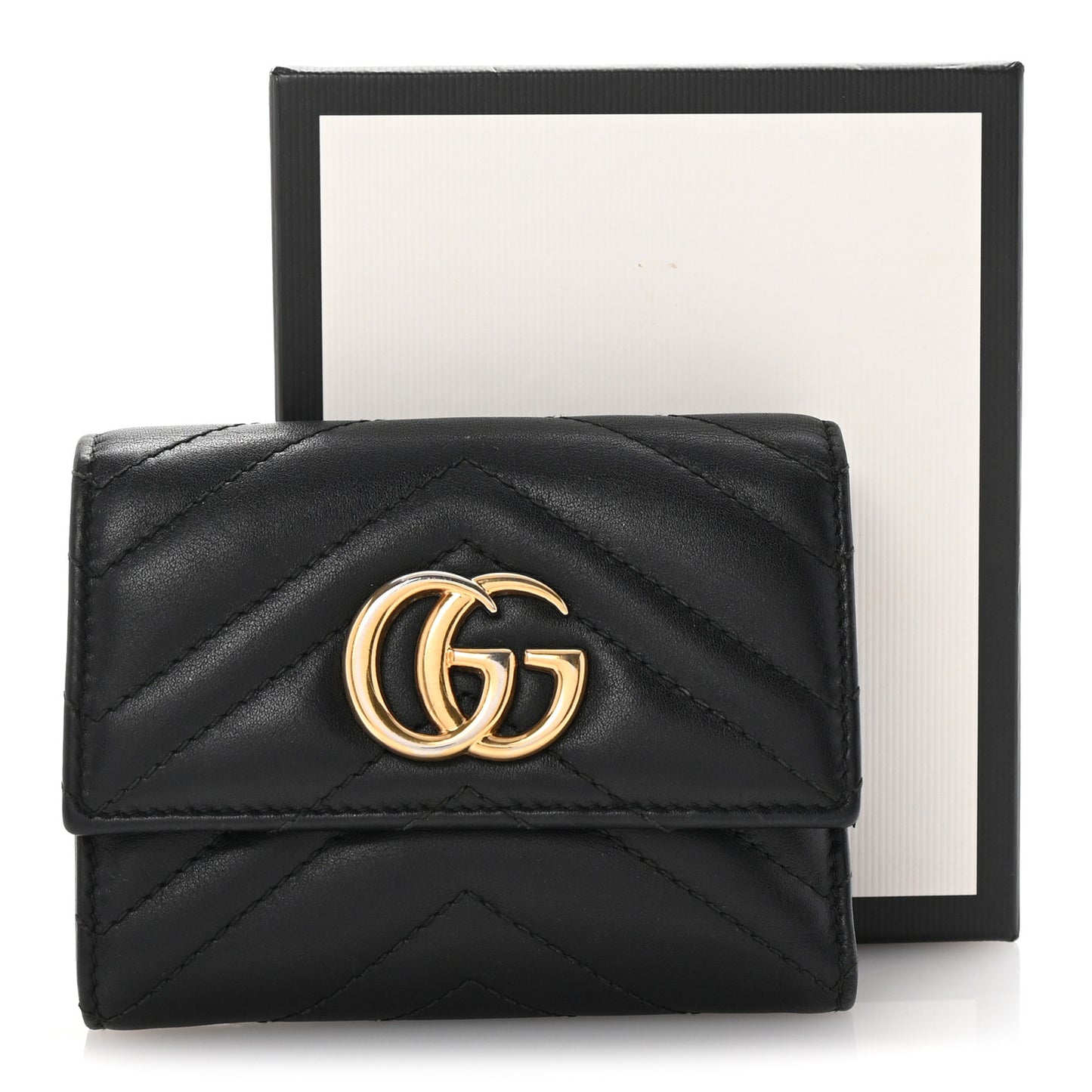 Calfskin Matelasse GG Marmont Wallet Black